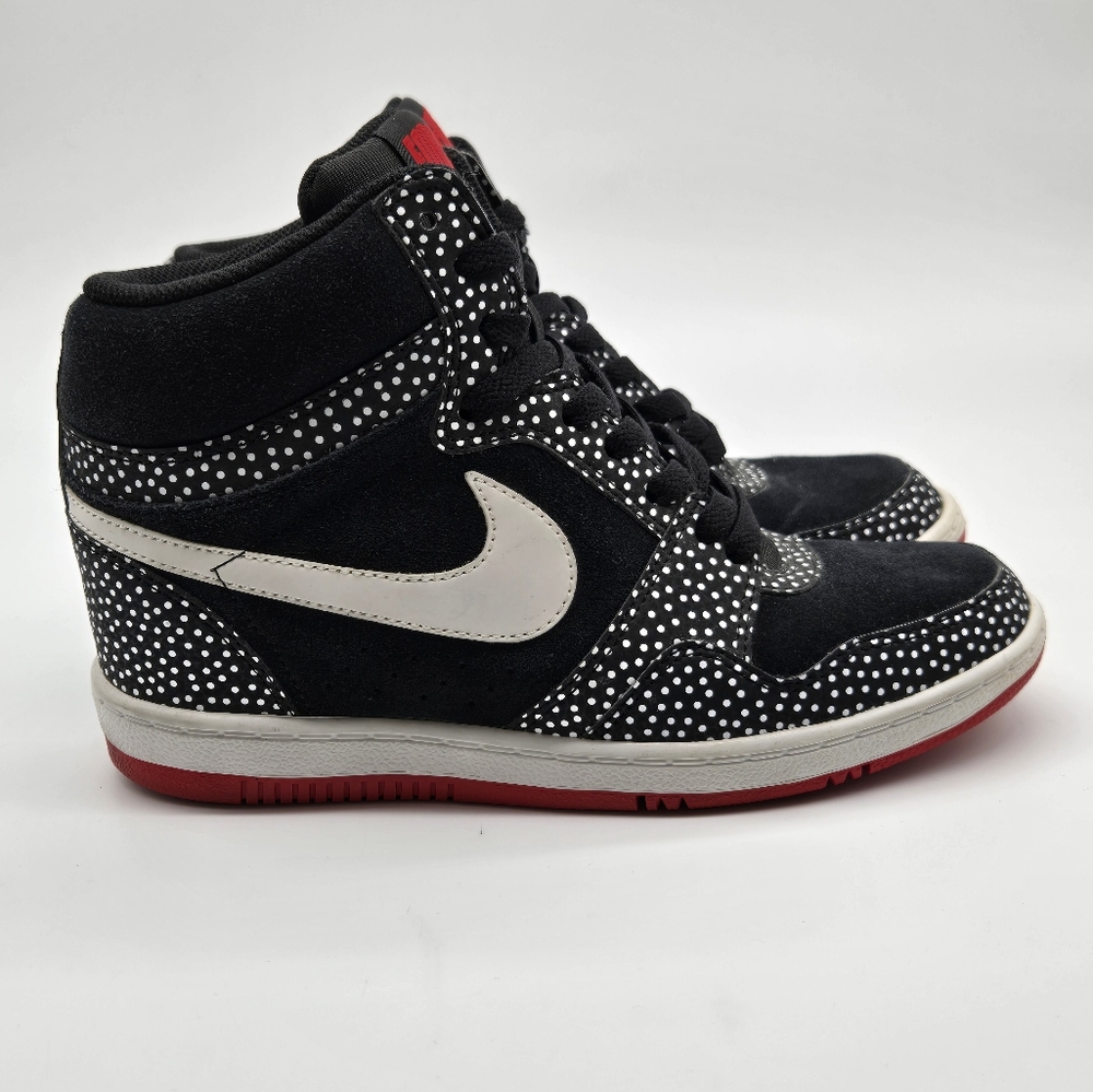Nike Force Womens Dunk Sky Hi Black White Polka Hidden Wedge Shoes Women Size 9